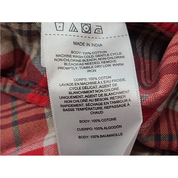 Filson Rustic Oxford Shirt Red Khaki Grey Cotton Size XL Mens - Picture 4 of 8